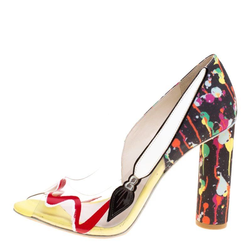 Sophia Webster Multicolor PVC And Fabric Party Like Pollock Peep Toe Pumps Size 37 For Women - Image 2
