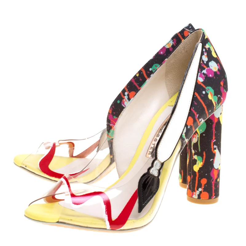 Sophia Webster Multicolor PVC And Fabric Party Like Pollock Peep Toe Pumps Size 37 For Women - Image 4