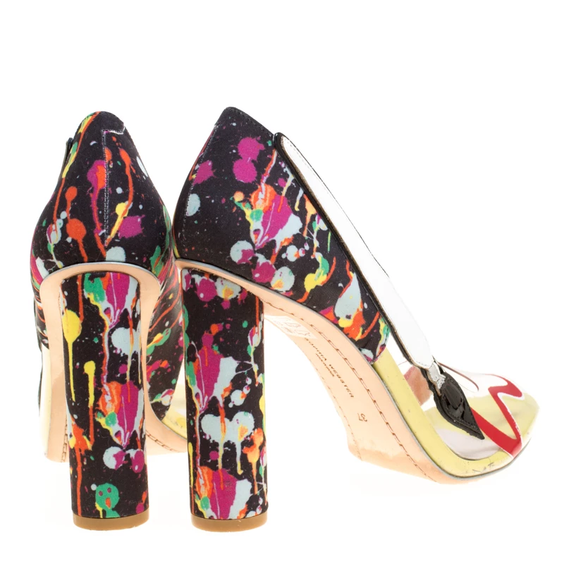 Sophia Webster Multicolor PVC And Fabric Party Like Pollock Peep Toe Pumps Size 37 For Women - Image 5