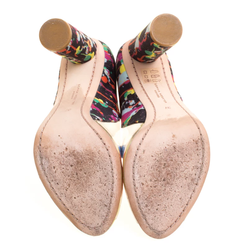 Sophia Webster Multicolor PVC And Fabric Party Like Pollock Peep Toe Pumps Size 37 For Women - Image 6