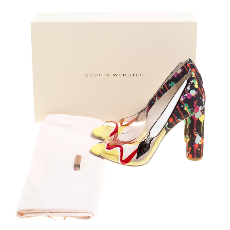 Sophia Webster Multicolor PVC And Fabric Party Like Pollock Peep Toe Pumps Size 37 For Women - Image 8