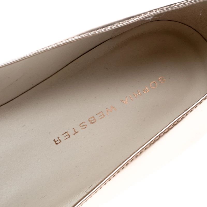 Sophia Webster Metallic Rose Gold Leather Bibi Butterfly Pointed Toe Ballet Flats Size 37 For Women - Image 7