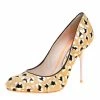 Sophia Webster Beige Black/Silver Animal Printed Calfhair Pumps Size 38 For Women
