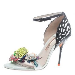Sophia Webster Multicolor Leather Lilico Flower Embellished Ankle Strap Open Toe Sandals Size 40 For Women