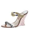 Sophia Webster Multicolor Braided Leather Tiffani Wedge Slide Sandals Size 40 For Women