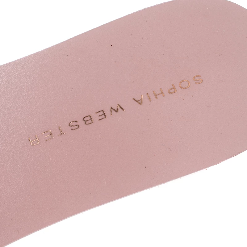 Sophia Webster Blush Pink Patent Leather Jada Pom Pom Flat Slide Sandals Size 37.5 For Women - Image 7