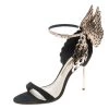 Sophia Webster Black Suede And Laser Cut Rose Gold Leather Evangeline Open Toe Sandals Size 41 For Women