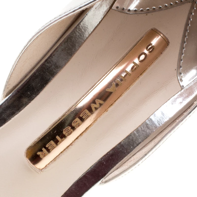 Sophia Webster Metallic Silver Leather Maya Crystal Embellished Bow Ankle Strap Sandals Size 40.5 For Women - Image 7