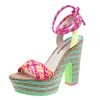 Sophia Webster Multicolor Braided Leather Jade Cork Platform Ankle Wrap Sandals Size 41 For Women