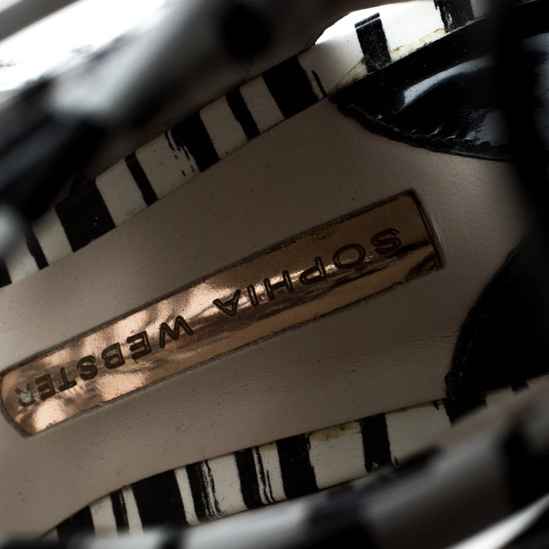 Sophia Webster Monochrome Leather Lacey Tie Up Sandals Size 38 For Women - Image 7