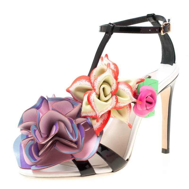 Sophia Webster Multicolor Patent Leather Jumbo Lilico T Strap Sandals Size 38 For Women