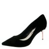Sophia Webster Black Suede Coco Flamingo Pointed Toe Pumps Size 41.5 For Women