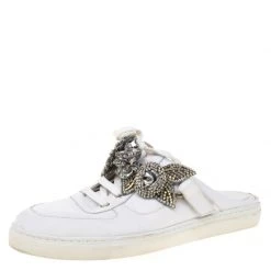 Sophia Webster White Leather Lilico Jessie Crystal Sneakers Size 40.5 For Women