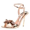 Sophia Webster Metallic Rose Gold Leather Lilico Floral Embellished Ankle Wrap Sandals Size 39.5 For Women