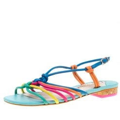 Sophia Webster Multicolor Leather Cord Copacabana Flat Sandals Size 37.5 For Women