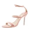 Sophia Webster Pink Velvet Rosalind Crystal Heel Ankle Strap Sandals Size 40 For Women