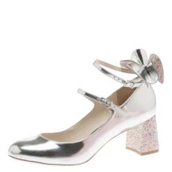 Sophia Webster Silver Leather Lilia Mary Jane Pumps Size 39 For Women