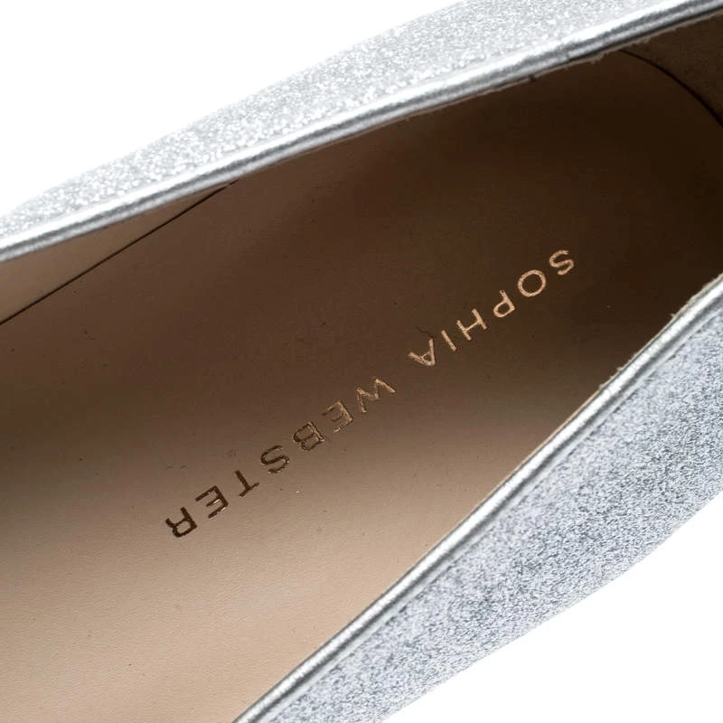 Sophia Webster Metallic Silver Glitter Lola Pointed Toe Pumps Size 41.5 For Women - Image 7