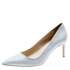 Sophia Webster Metallic Silver Glitter Lola Pointed Toe Pumps Size 41.5 For Women