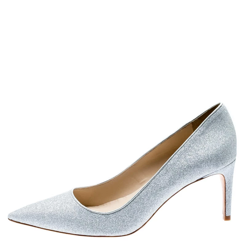 Sophia Webster Metallic Silver Glitter Lola Pointed Toe Pumps Size 41.5 For Women - Image 2