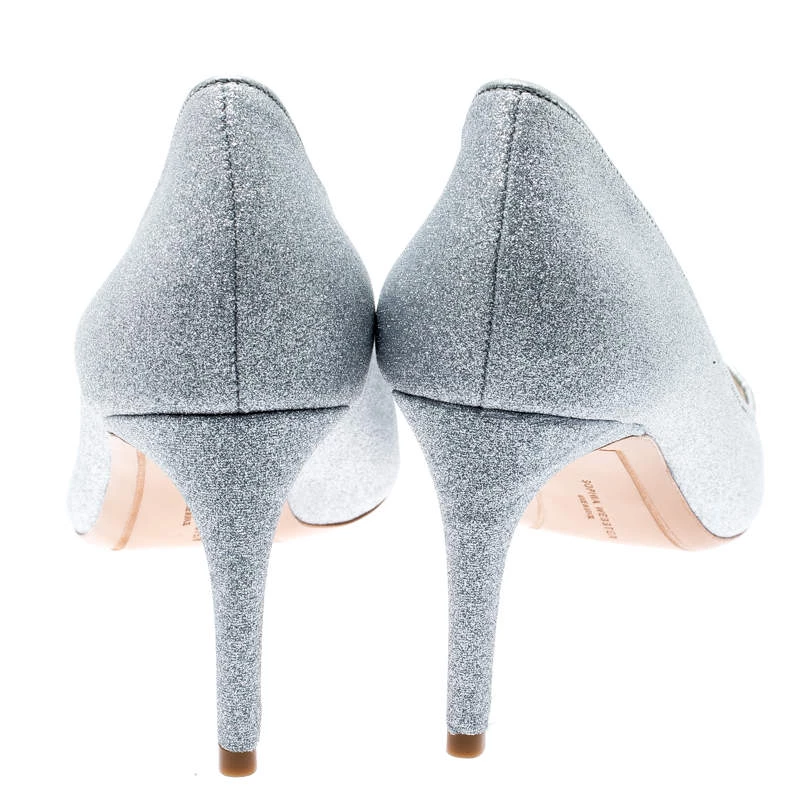Sophia Webster Metallic Silver Glitter Lola Pointed Toe Pumps Size 41.5 For Women - Image 5