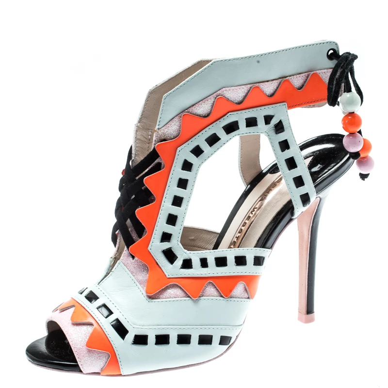 Sophia Webster Multicolor Glitter And Leather Riko Cut Out Sandals Size 37.5 For Women