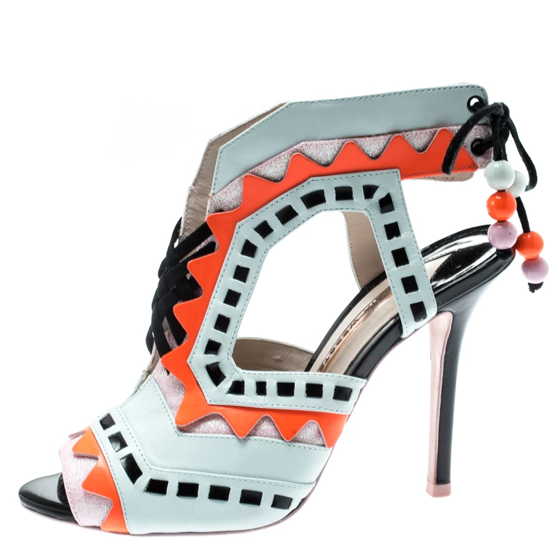 Sophia Webster Multicolor Glitter And Leather Riko Cut Out Sandals Size 37.5 For Women - Image 2