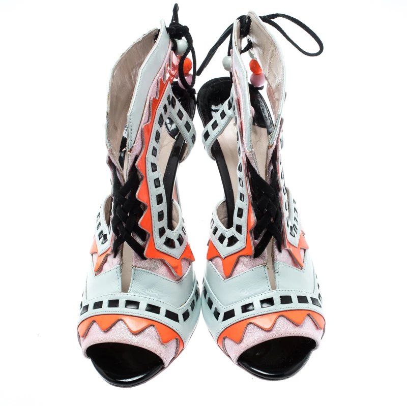 Sophia Webster Multicolor Glitter And Leather Riko Cut Out Sandals Size 37.5 For Women - Image 3