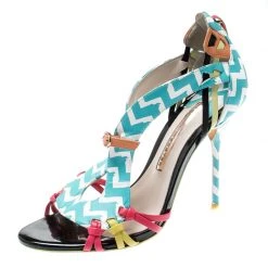 Sophia Webster Multicolor Zig Zag Print Leather Liberty Fringe Detail Sandals Size 36 For Women