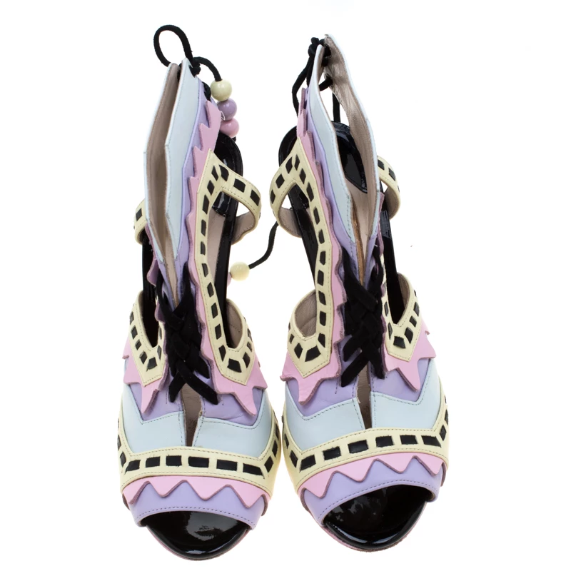 Sophia Webster Multicolor Glitter And Leather Riko Cut Out Sandals Size 37 For Women - Image 3