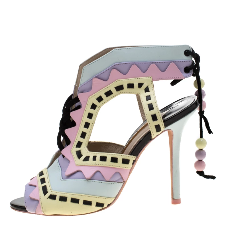 Sophia Webster Multicolor Glitter And Leather Riko Cut Out Sandals Size 37 For Women - Image 2