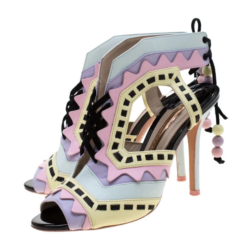 Sophia Webster Multicolor Glitter And Leather Riko Cut Out Sandals Size 37 For Women - Image 4