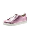 Sophia Webster Pink Metallic Leather Bibi Butterfly Low Top Sneakers Size 38.5 For Women