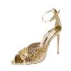 Sophia Webster Metallic Gold Mirror Leather Rivera Ankle Strap Sandals Size 40 For Women