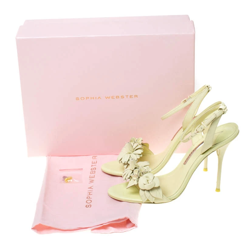 Sophia Webster Green Leather Lilico Applique Ankle Strap Sandals Size 39.5 For Women - Image 8