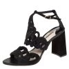 Sophia Webster Black Embroidered Lace And Suede Albany Block Heel Sandals Size 41 For Women