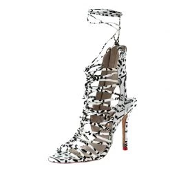 Sophia Webster Monochrome Leather Gladiator Strappy Ankle Wrap Sandals Size 38 For Women