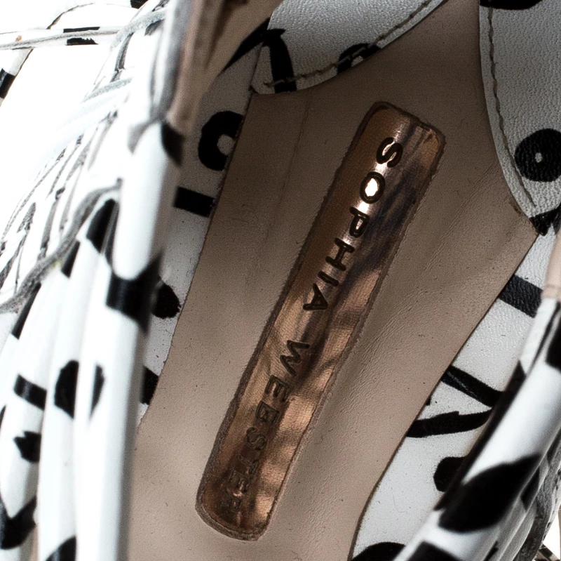 Sophia Webster Monochrome Leather Gladiator Strappy Ankle Wrap Sandals Size 38 For Women - Image 7