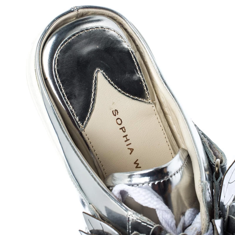 Sophia Webster Metallic Silver Foil Leather Lilico Jessie Sneaker Mules Size 39 For Women - Image 7
