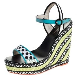 Sophia Webster Multicolor Polka Dot Canvas And Leather Lucita Espadrille Wedges Sandals Size 39 For Women