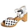 Sophia Webster Monochrome Polka Dot Leather Ava Ankle Strap Sandals Size 40 For Women