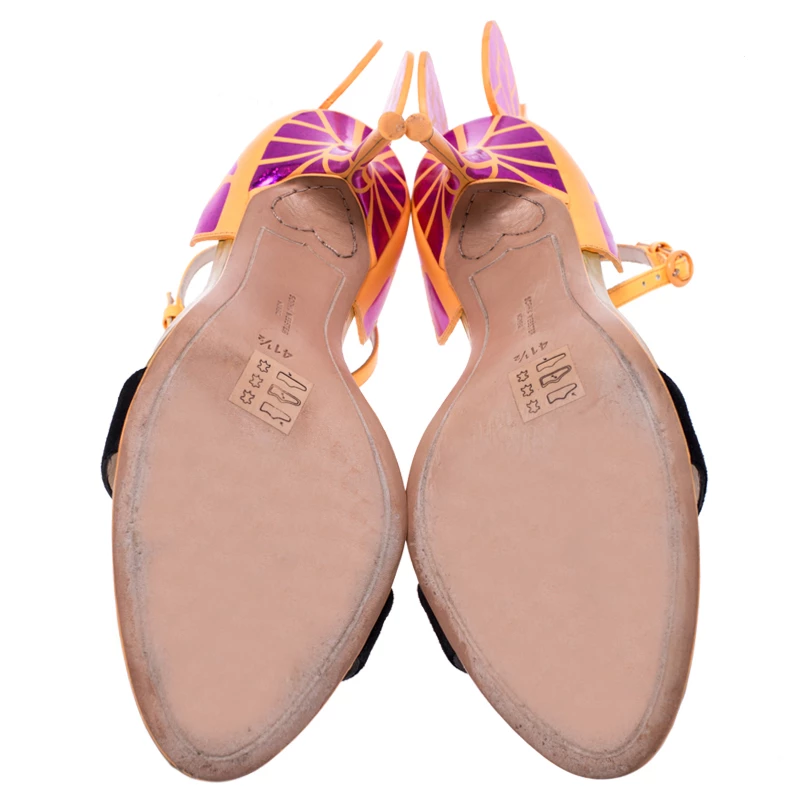 Sophia Webster Black Suede And Fuchsia Leather Chiara Butterfly Open Toe Sandals Size 41.5 For Women - Image 6