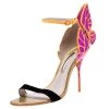 Sophia Webster Black Suede And Fuchsia Leather Chiara Butterfly Open Toe Sandals Size 41.5 For Women