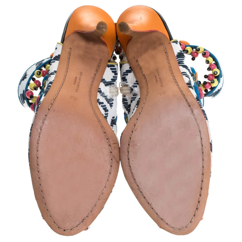 Sophia Webster Multicolor Strappy Leather Beaded Caged Sandals Size 39 For Women - Image 6