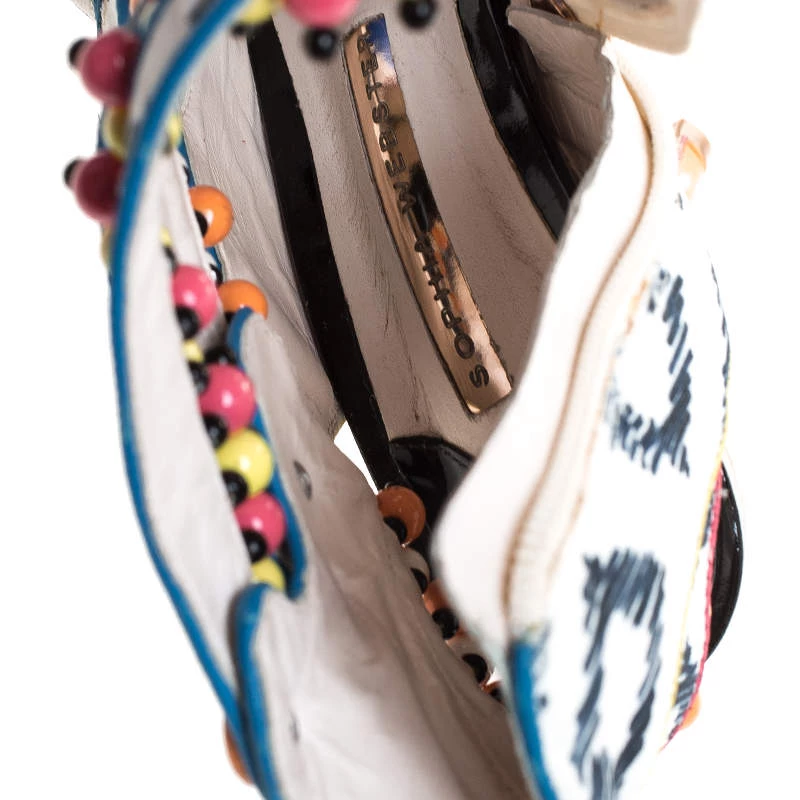 Sophia Webster Multicolor Strappy Leather Beaded Caged Sandals Size 39 For Women - Image 7