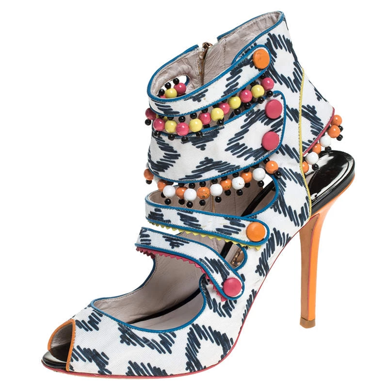 Sophia Webster Multicolor Strappy Leather Beaded Caged Sandals Size 39 For Women