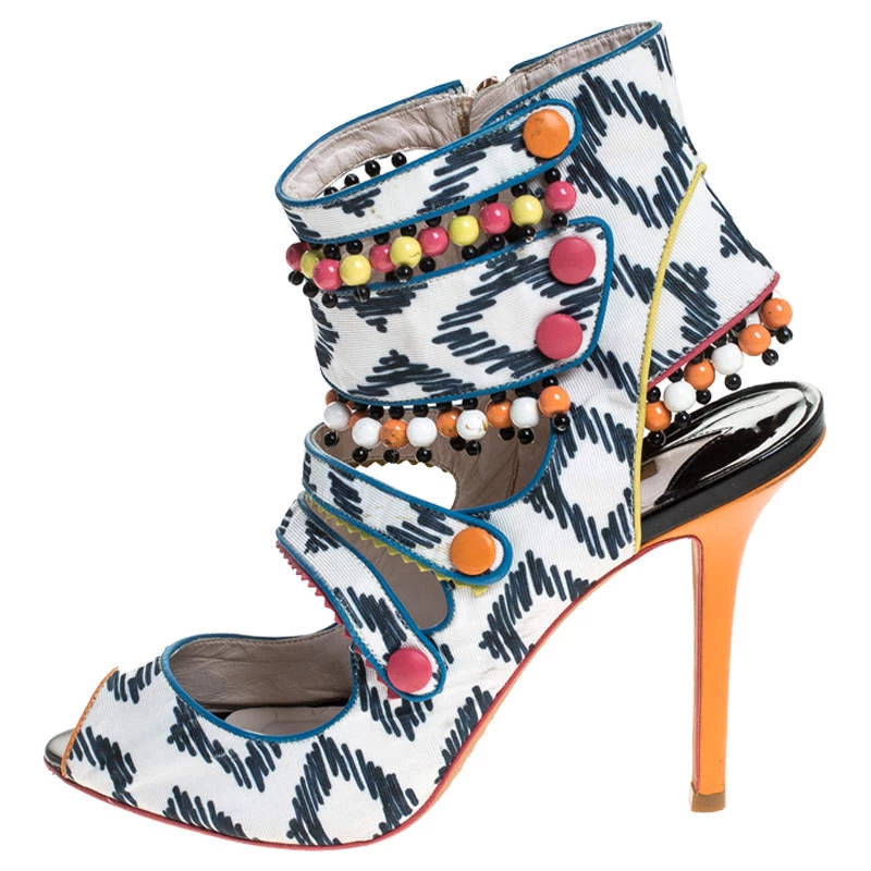 Sophia Webster Multicolor Strappy Leather Beaded Caged Sandals Size 39 For Women - Image 2