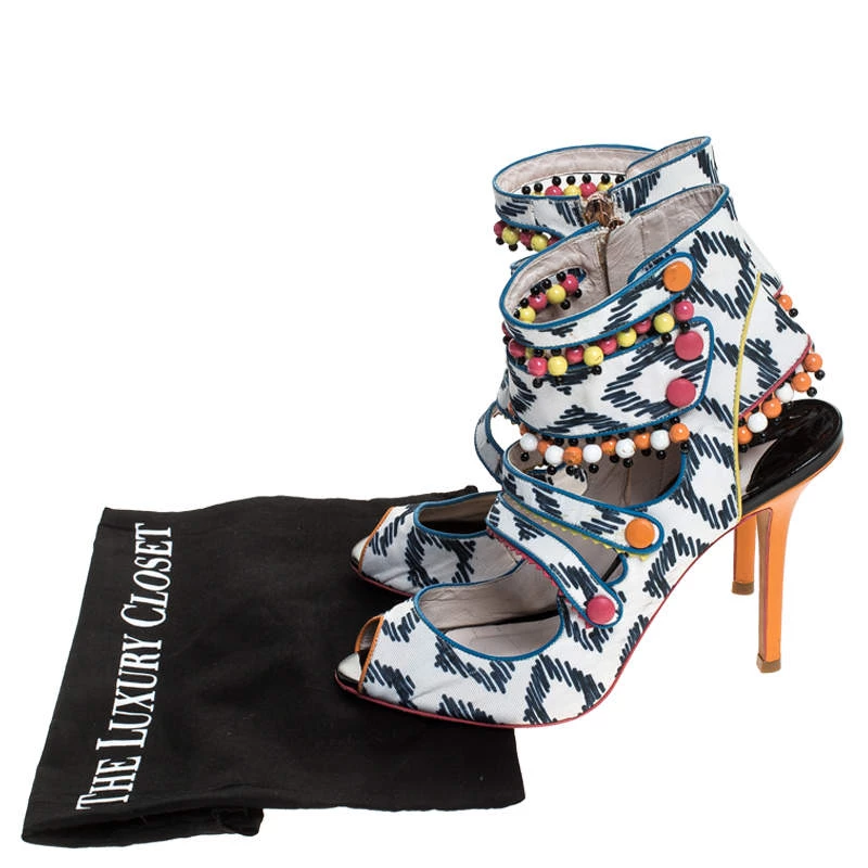 Sophia Webster Multicolor Strappy Leather Beaded Caged Sandals Size 39 For Women - Image 9