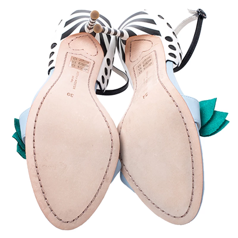 Sophia Webster Multicolor Leather Lilico Flower Embellished Ankle Strap Open Toe Sandals Size 39 For Women - Image 6