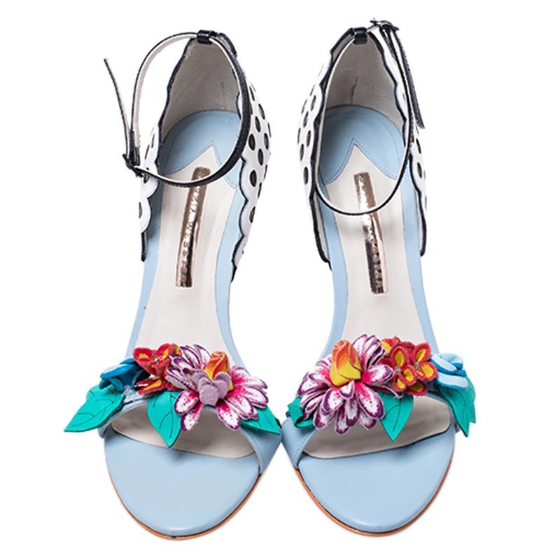 Sophia Webster Multicolor Leather Lilico Flower Embellished Ankle Strap Open Toe Sandals Size 39 For Women - Image 3